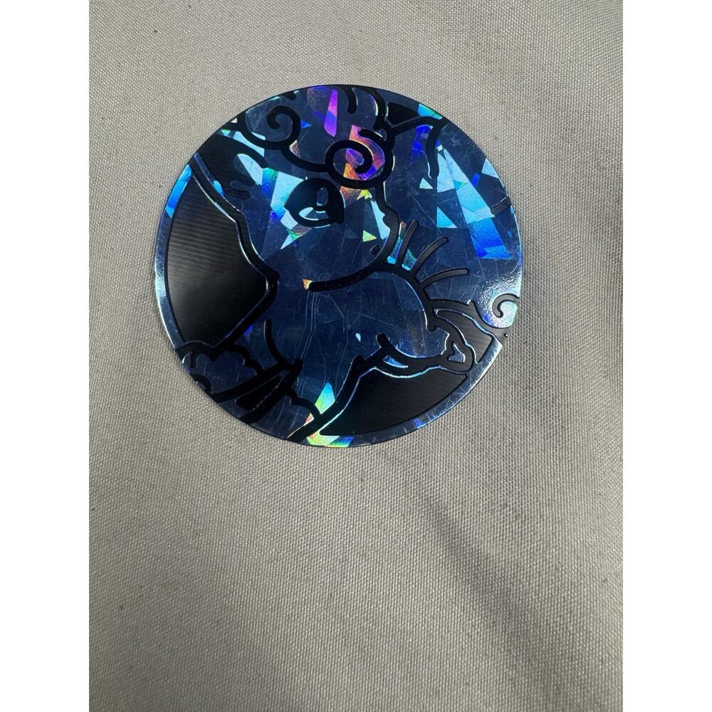 Pokemon Vulpix Jumbo Holographic Metal Coin Collectible Dark Blue Rainbow